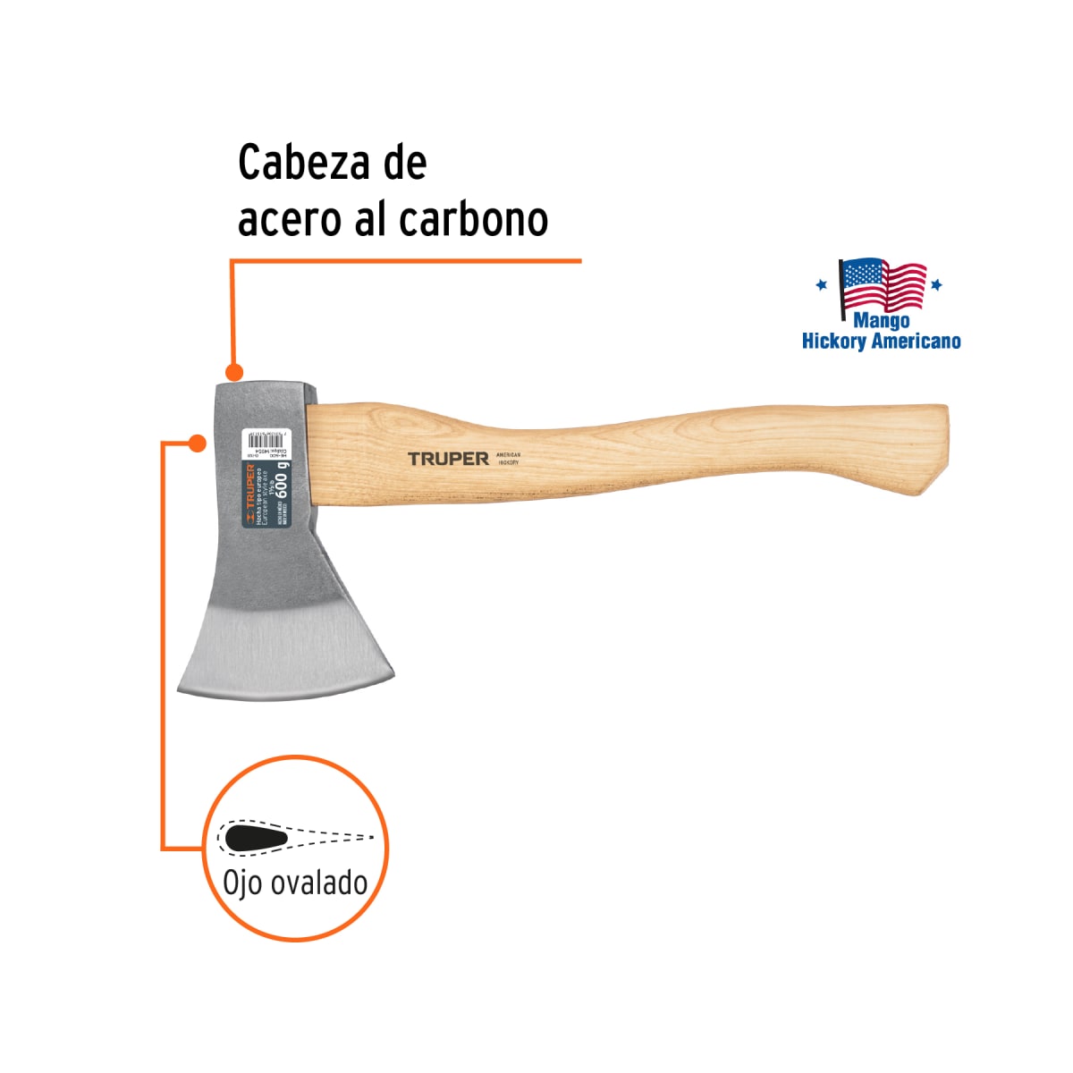 Hacha europea mango de madera 14