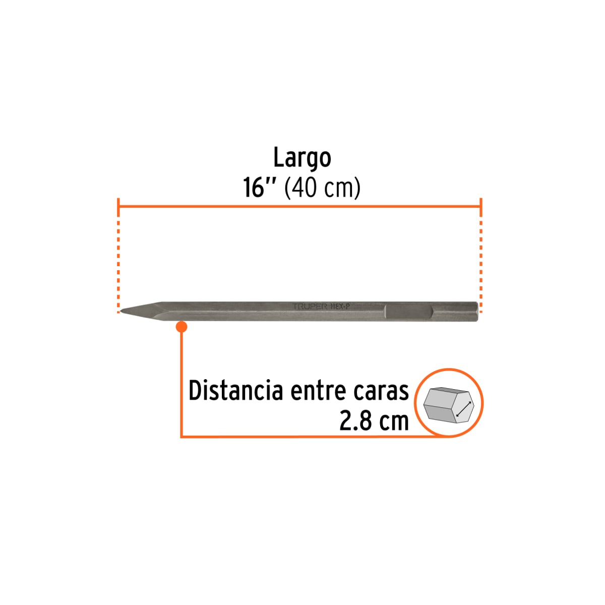 Cincel punta zanco hexagonal 1 1/8´´, 20´´ Truper2