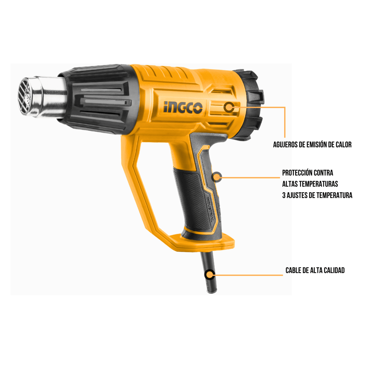 Pistola de calor 2000w incluye boquillas Ingco | Ferremax