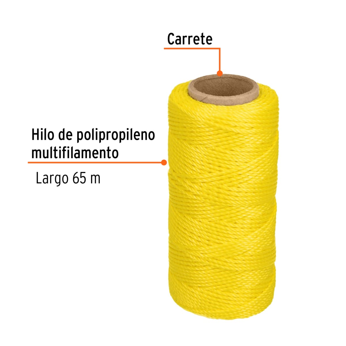 Carrete con 65 m de hilo para albañil amarillo, Truper2