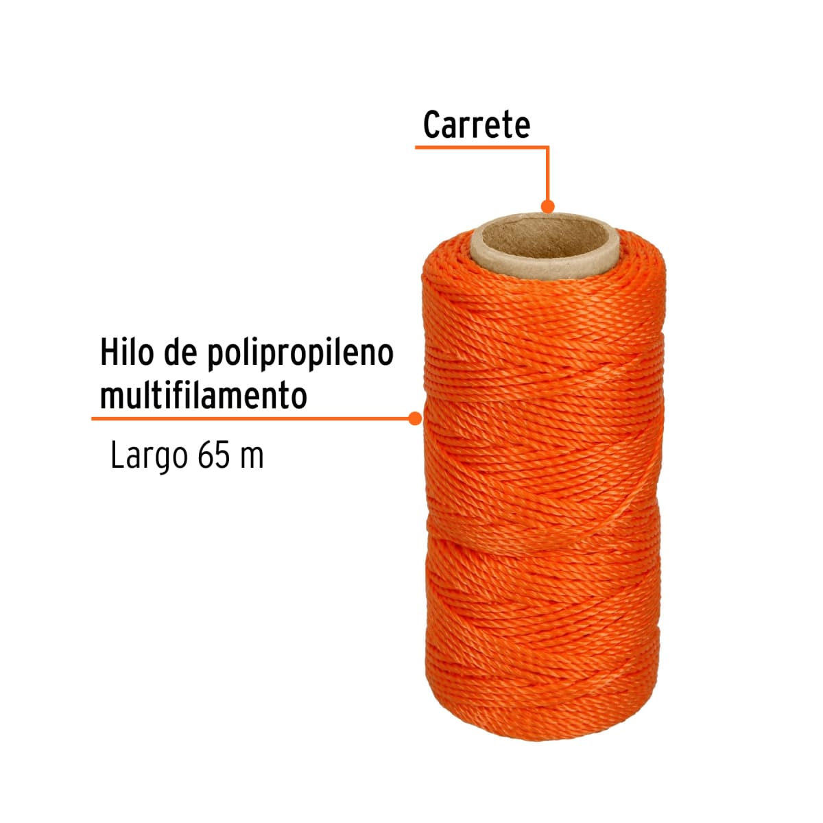 Carrete con 65 m de hilo para albañil naranja Truper2