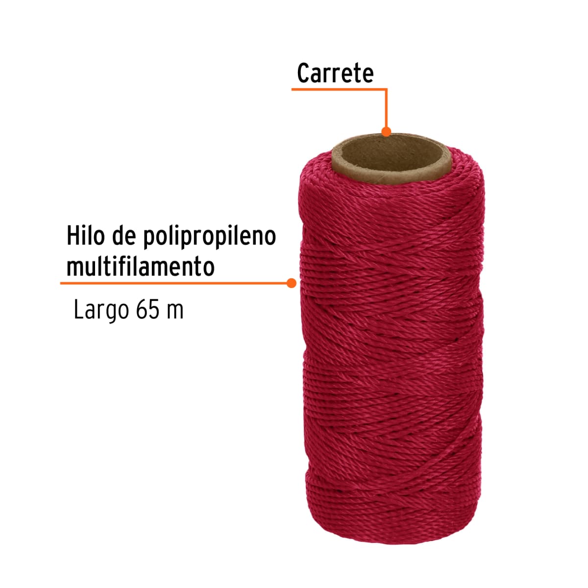 Carrete con 65 m de hilo para albañil rojo, Truper2