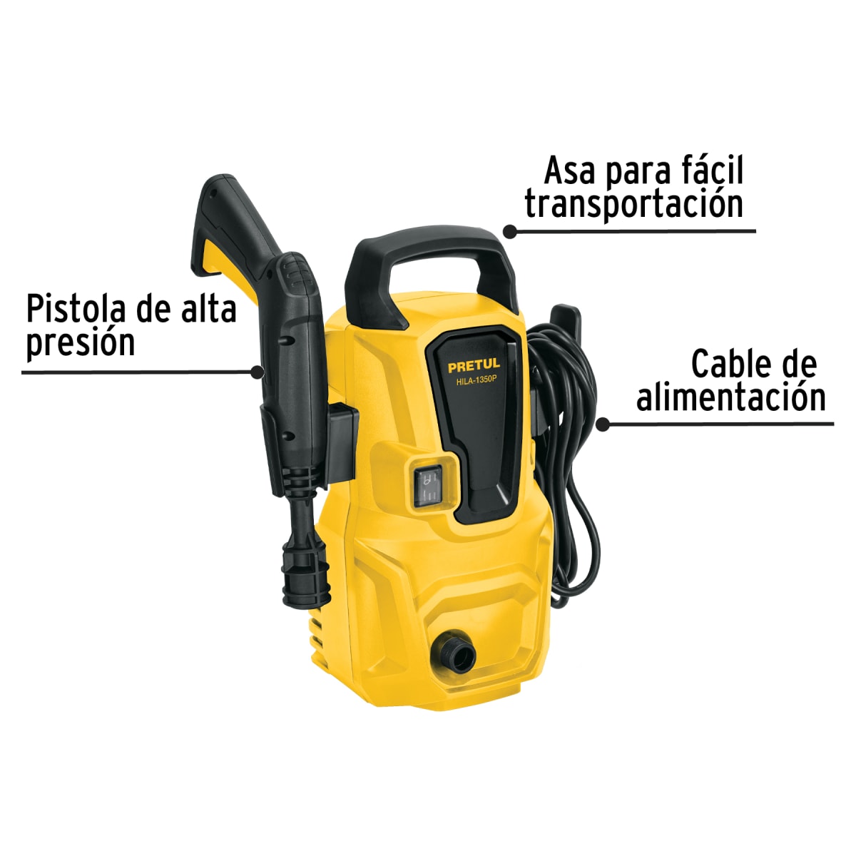 HIDROLAVADORA ELECTRICA 1350PSI 1200W PRETUL + MANGUERA 10M TRUPER4