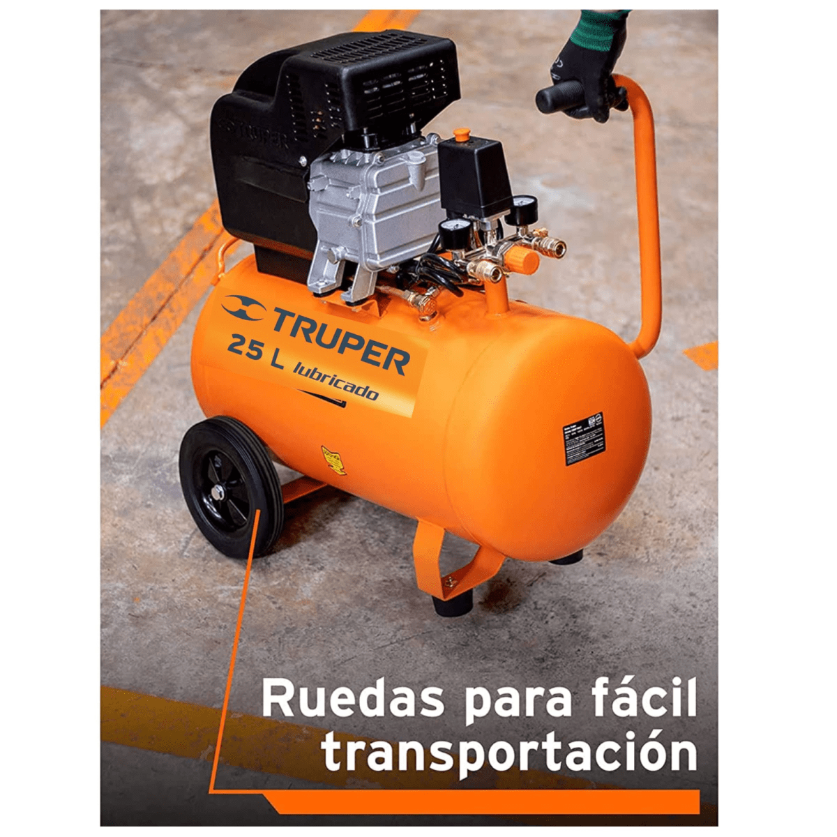 Combo compresora de 25 litros con manguera 5m y pistola de alta presion Truper9