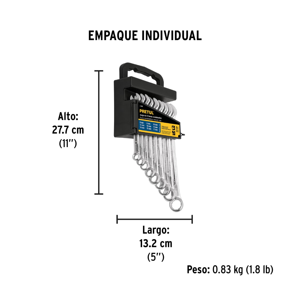 Juego de 9 llaves mixtas mm Pretul3