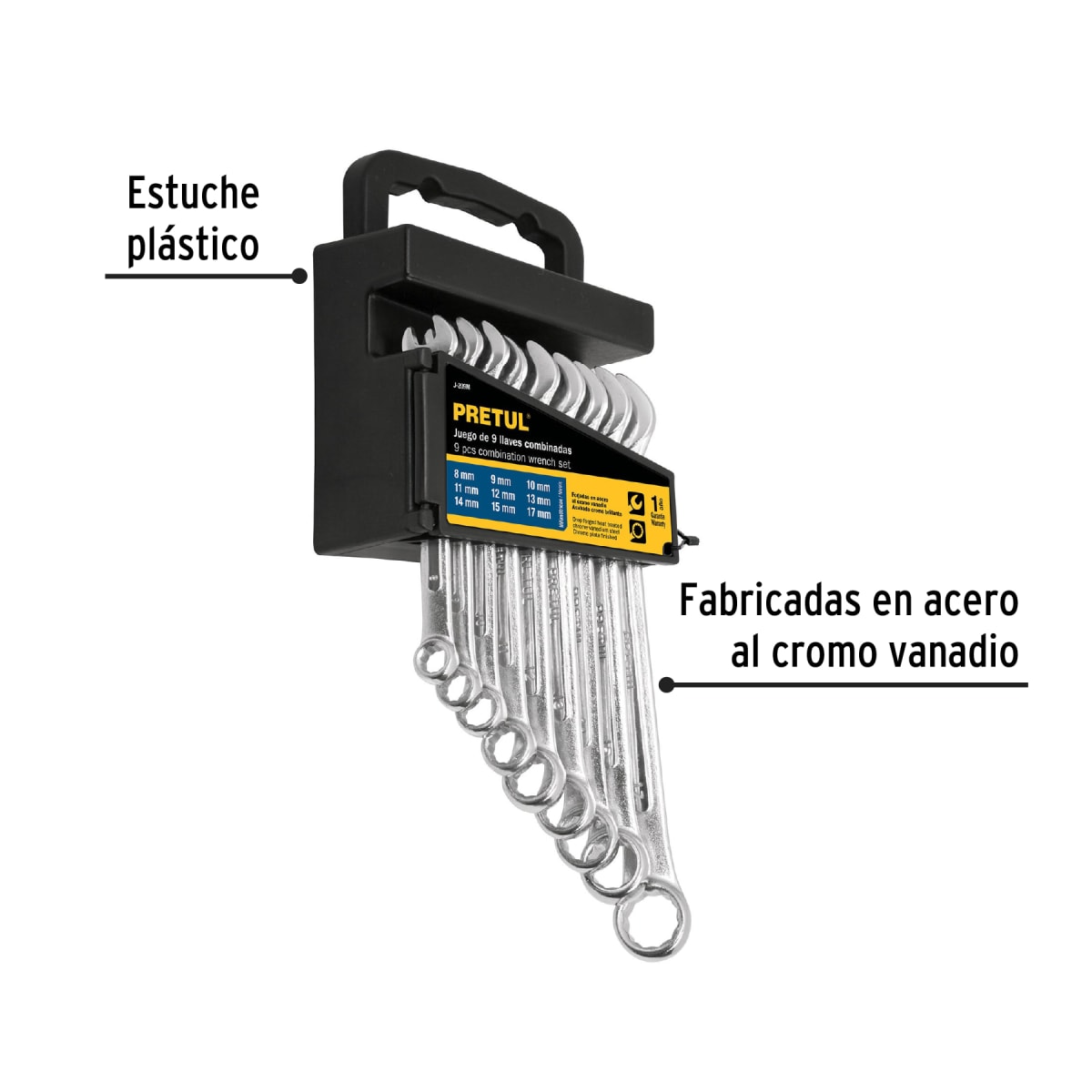 Juego de 9 llaves mixtas mm Pretul4