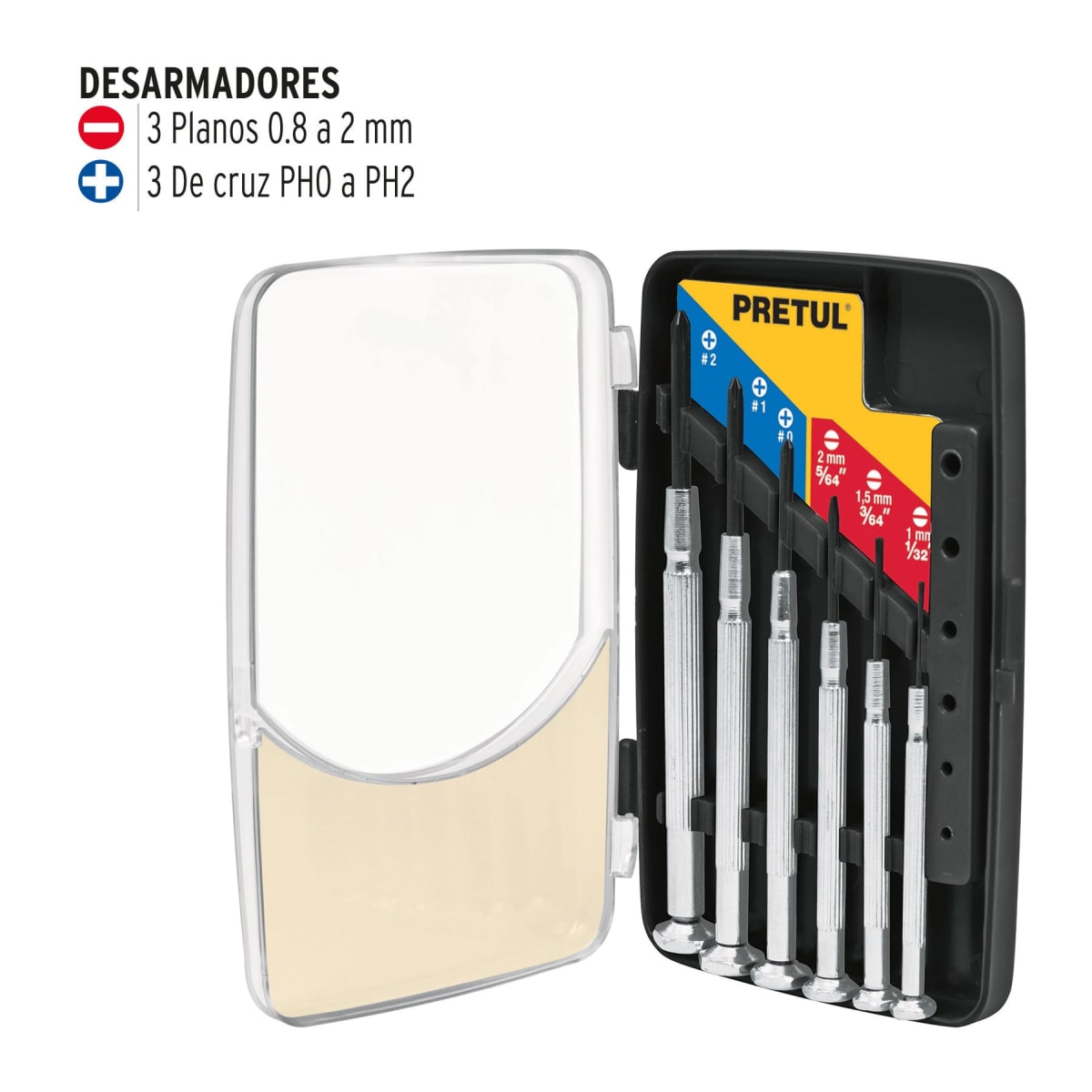 Juego con 6 desarmadores de precisión mango metálico Pretul2