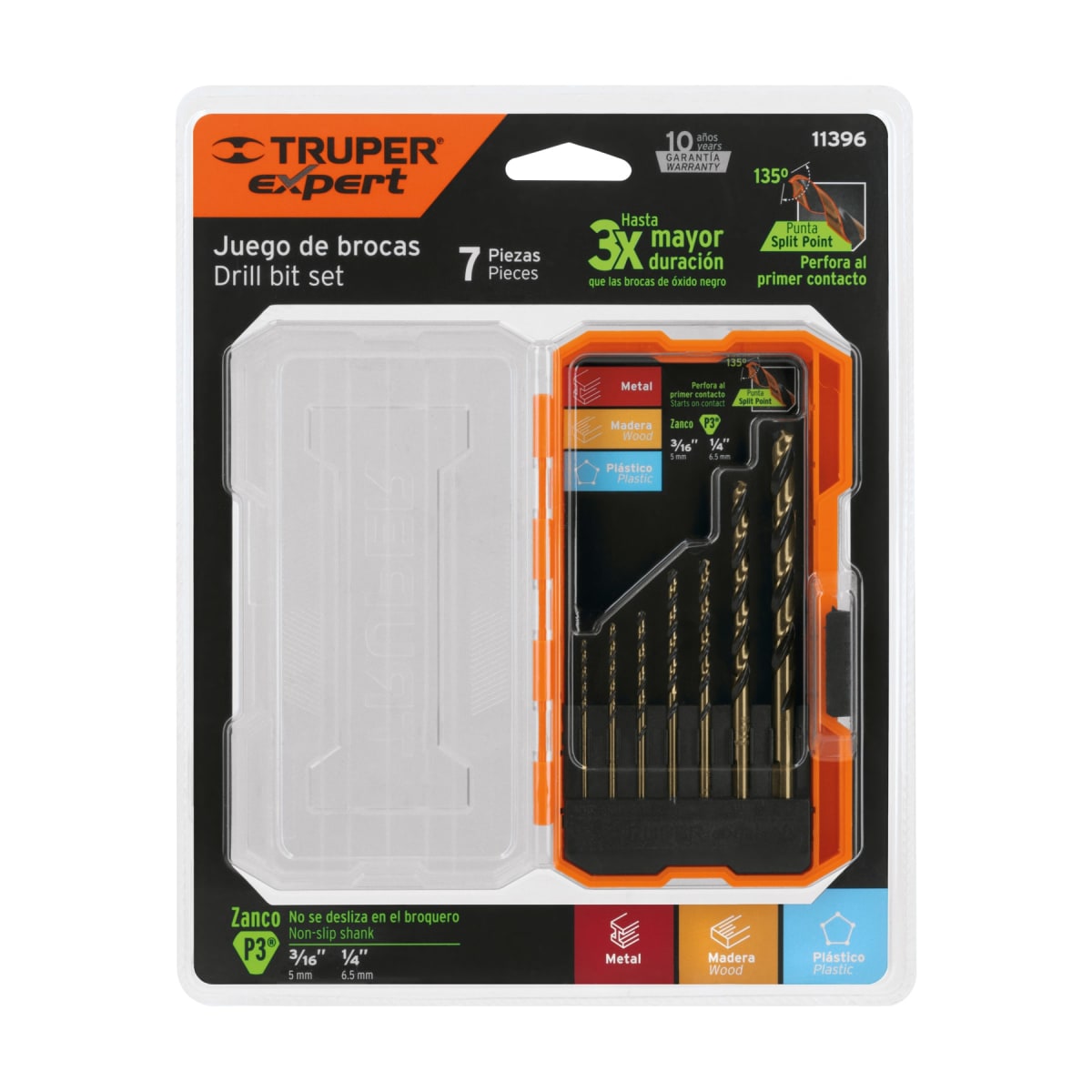 Juego de 7 brocas hss para metal en estuche Truper Expert2