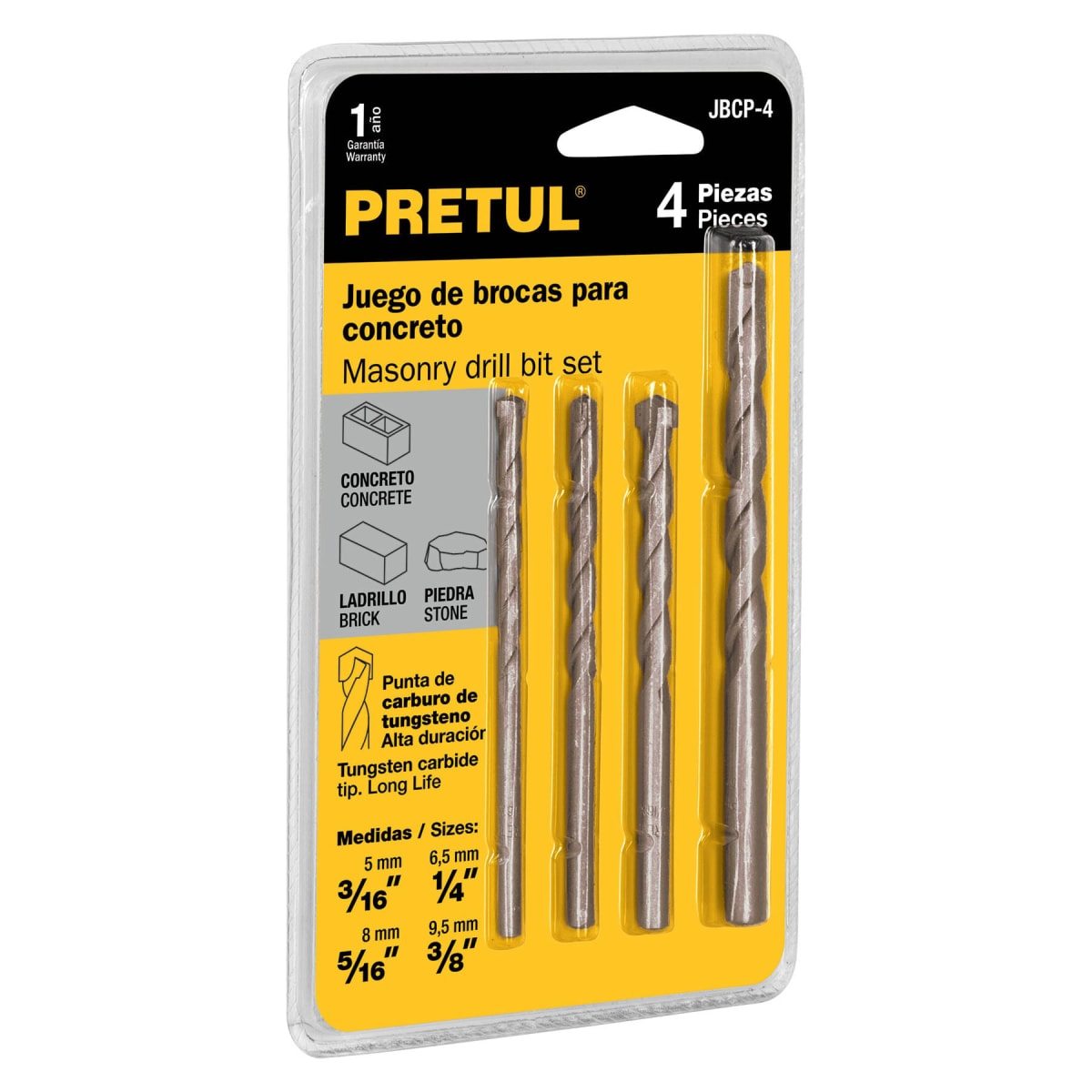 Juego de 4 brocas para concreto, Pretul1