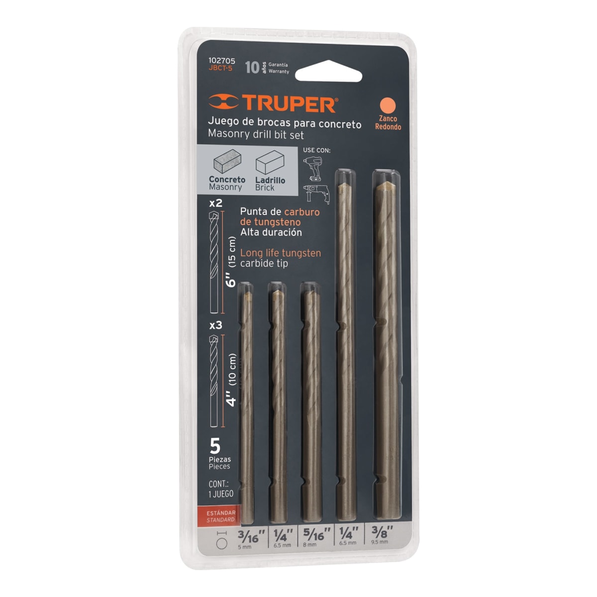 Juego de 5 brocas para concreto, Truper1