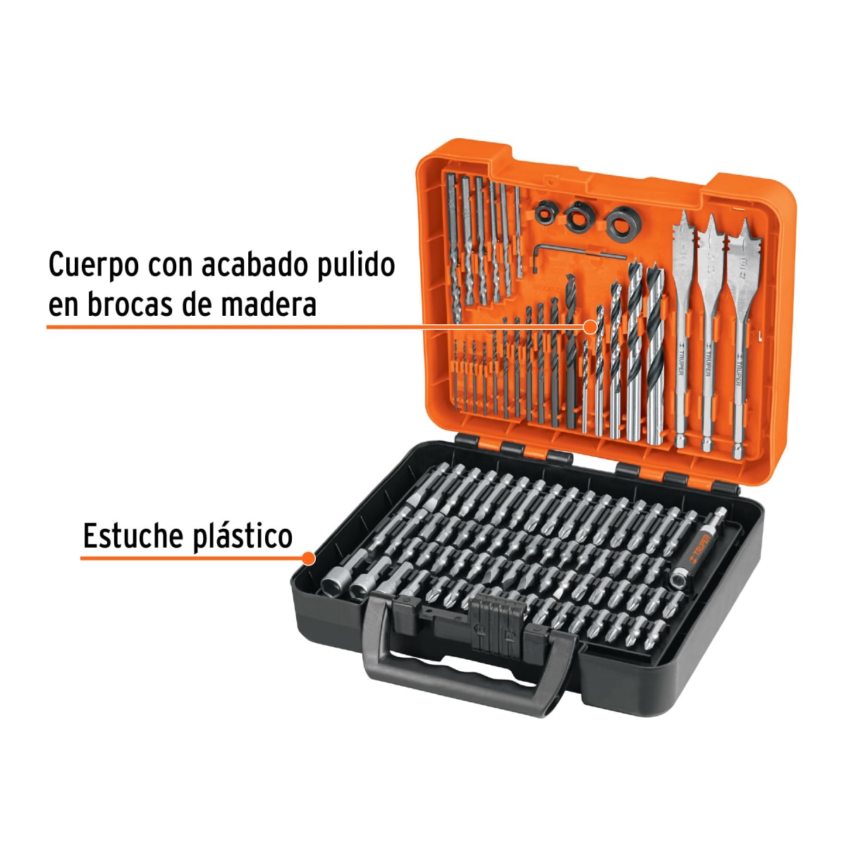 Taladro percutor inalambrico 1/2 20v + juego 100 brocas y puntas Truper7
