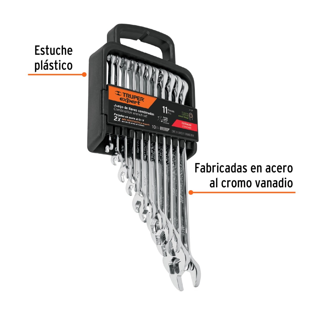 juego de 11 llaves extralargas mixtas pulidas Truper2