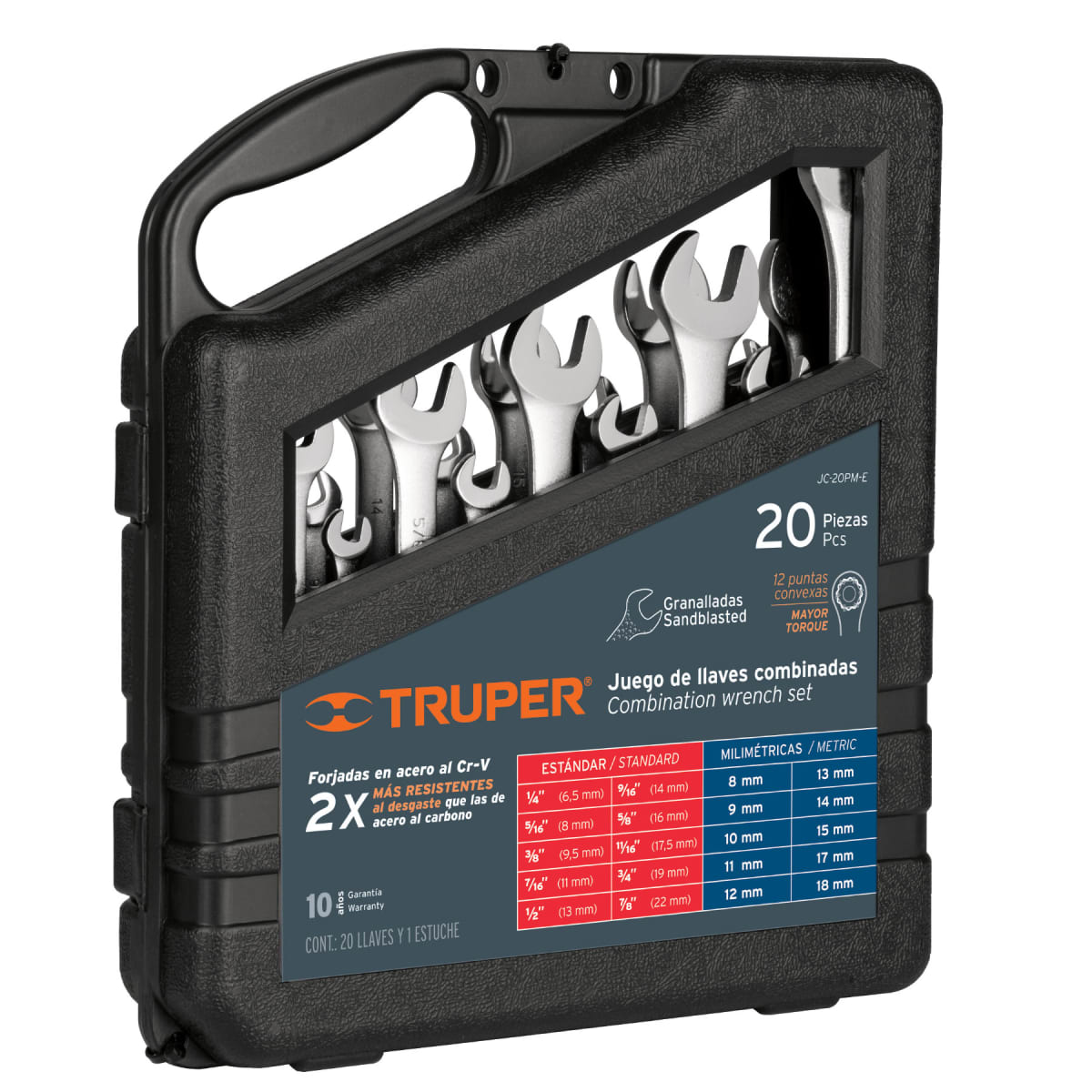 Juego de 20 llaves mixtas std y mm granalladas Truper1