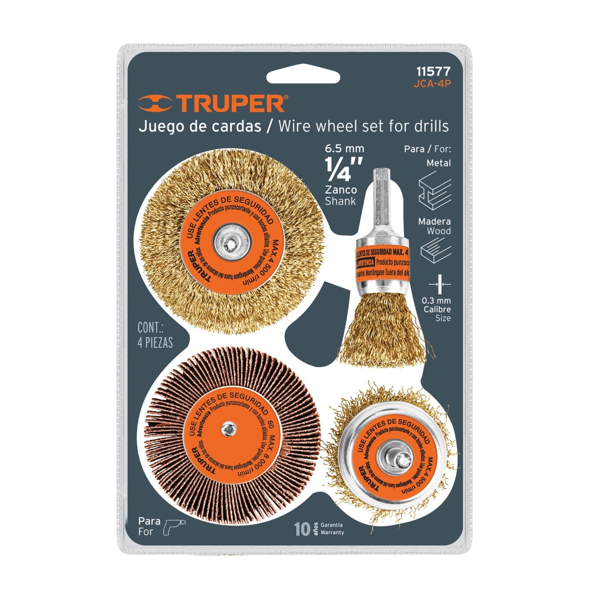 Juego de 4 escobillas para taladro Truper4