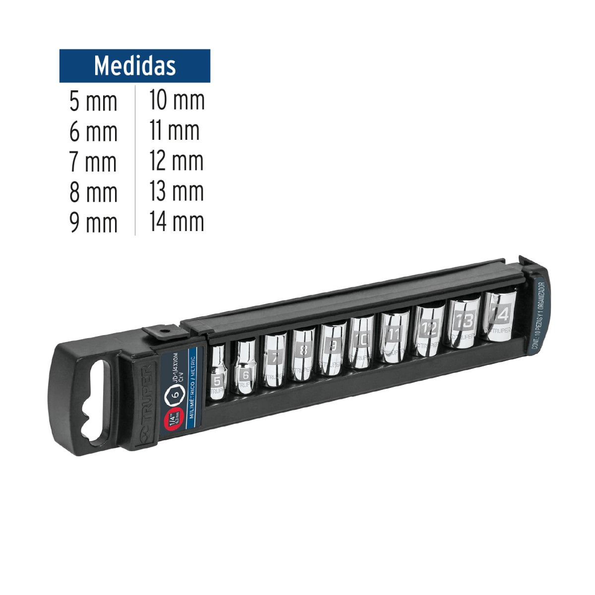 Juego de 10 dados hexagonales encastre 1/4