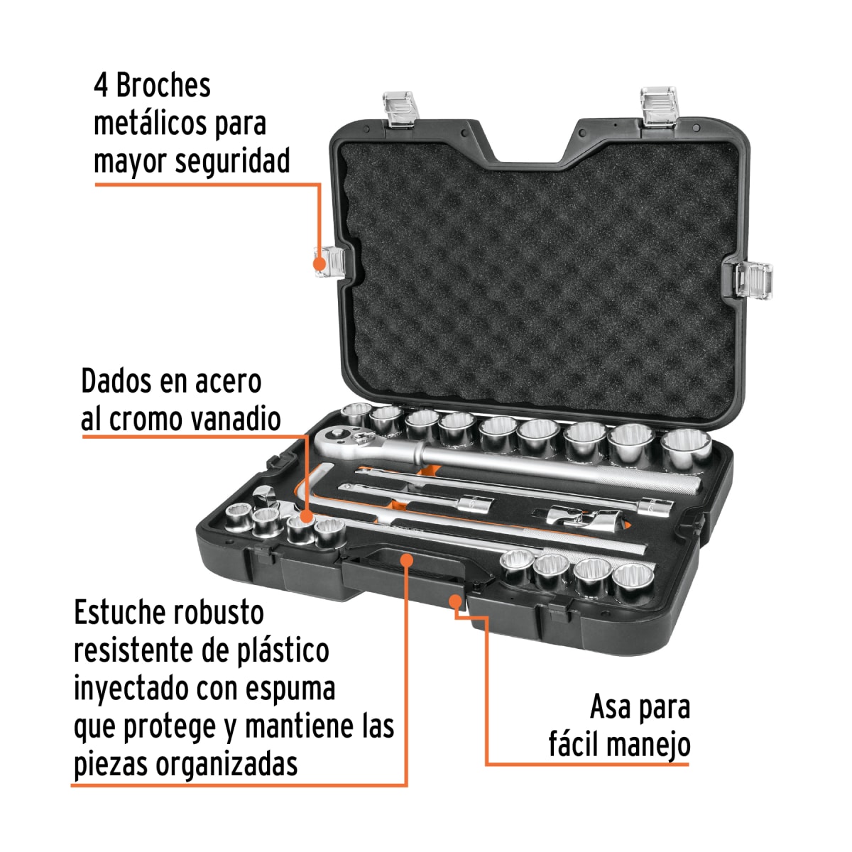 Juego de 23 herramientas encastre 3/4