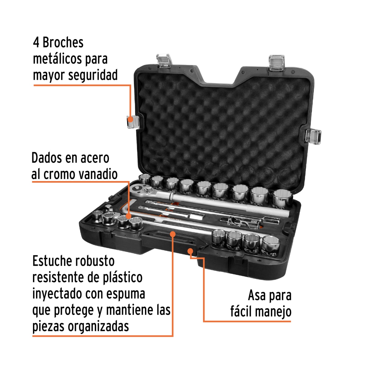 Juego de 23 herramientas cuadro 3/4'' std para mecánico  Truper4