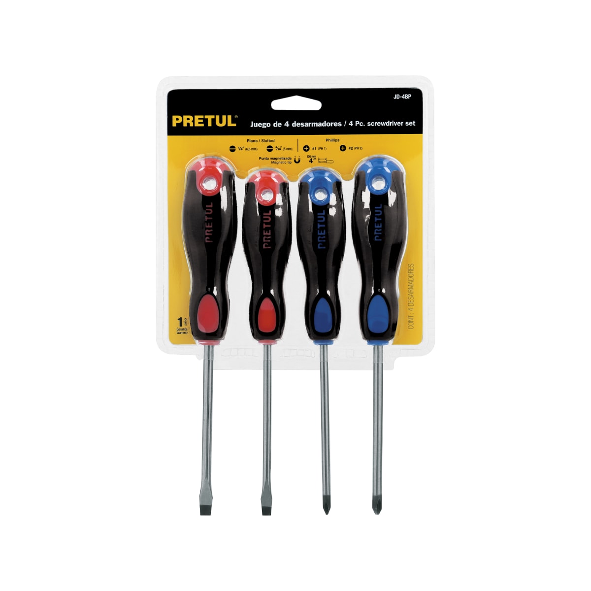 Juego de 4 desarmadores mango Comfort Grip, Pretul4