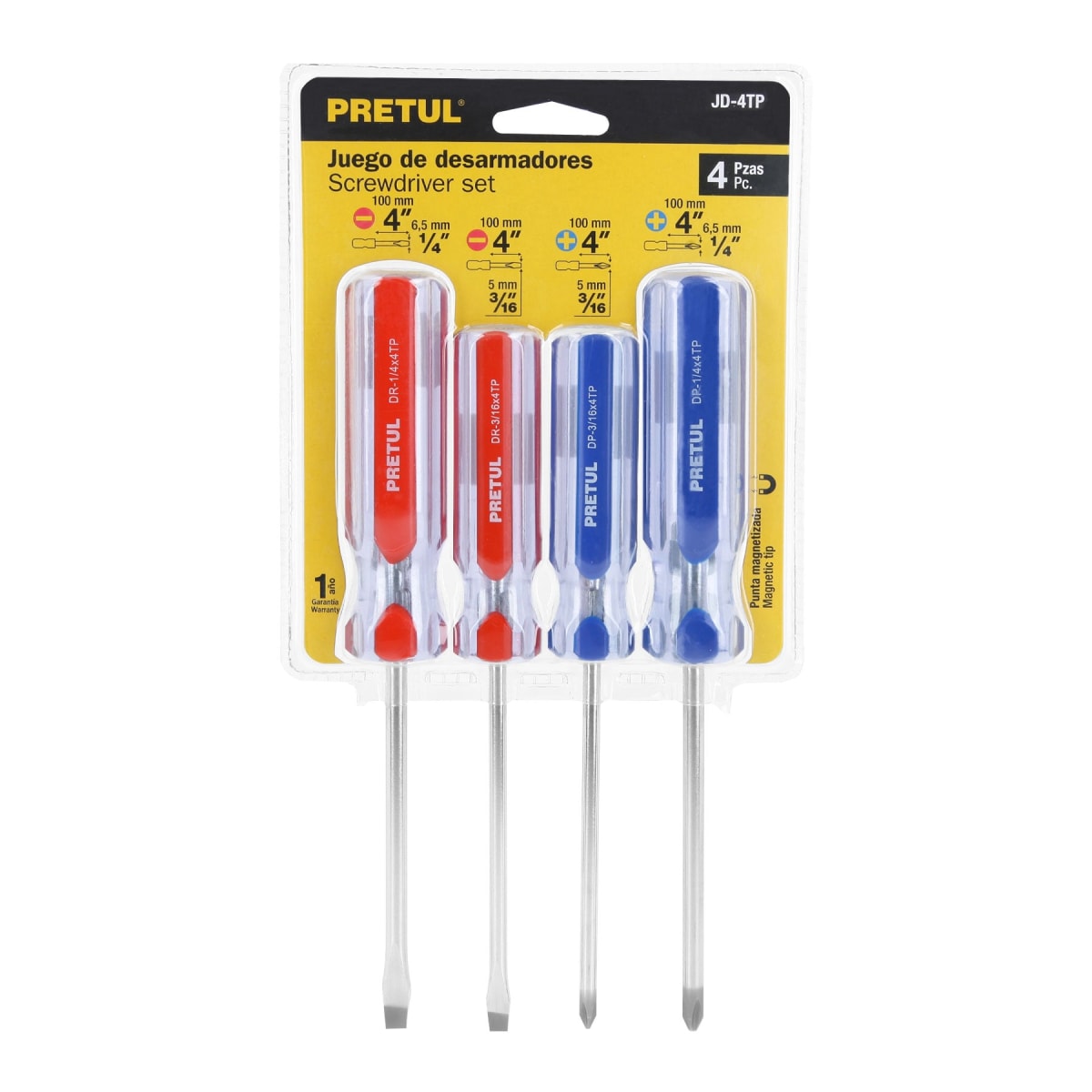 Juego de 4 desarmadores mango de PVC Pretul2