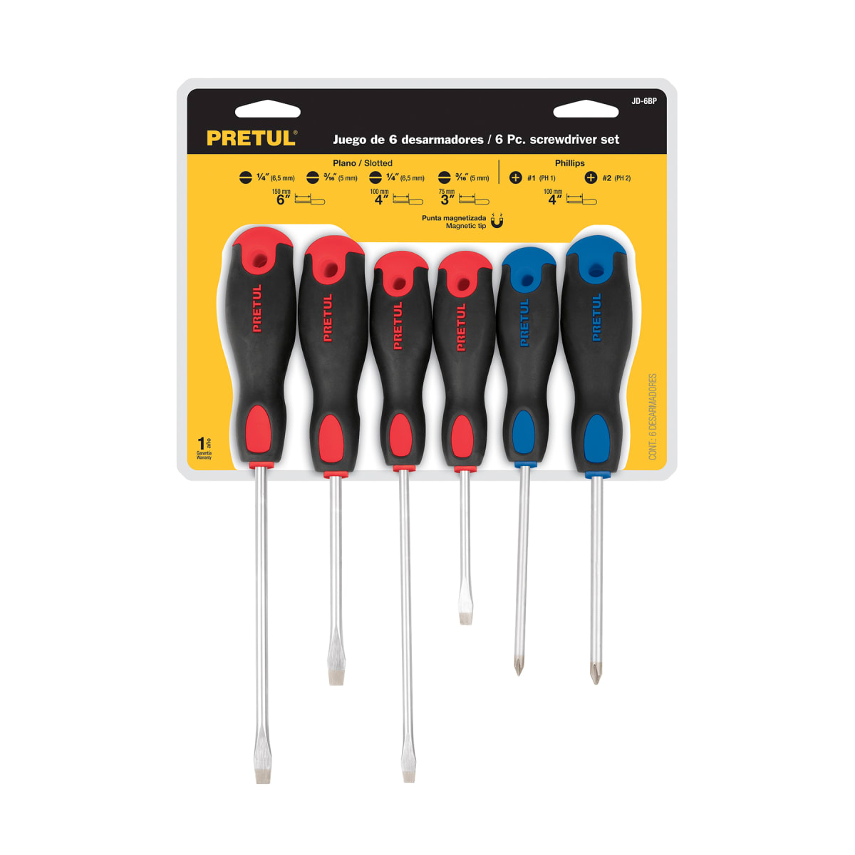 Juego de 6 desarmadores mango comfort grip, pretu4