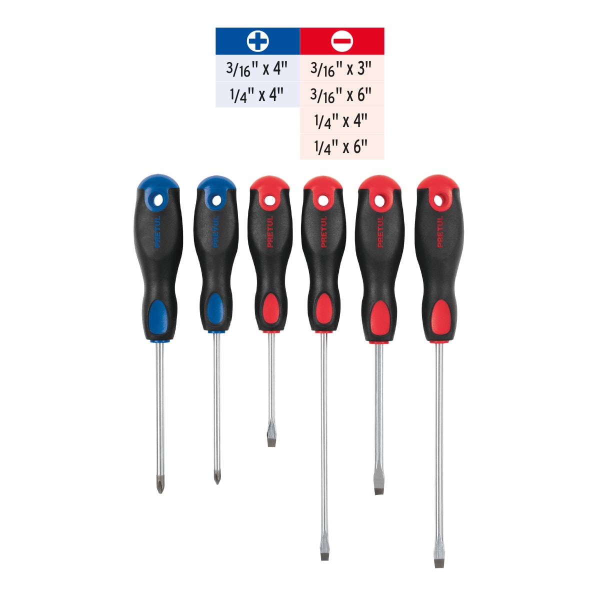 Juego de 6 desarmadores mango comfort grip, pretu3