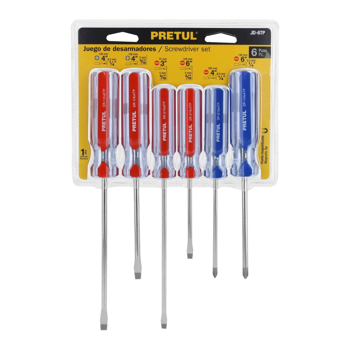 Juego de 6 desarmadores mango de PVC Pretul4