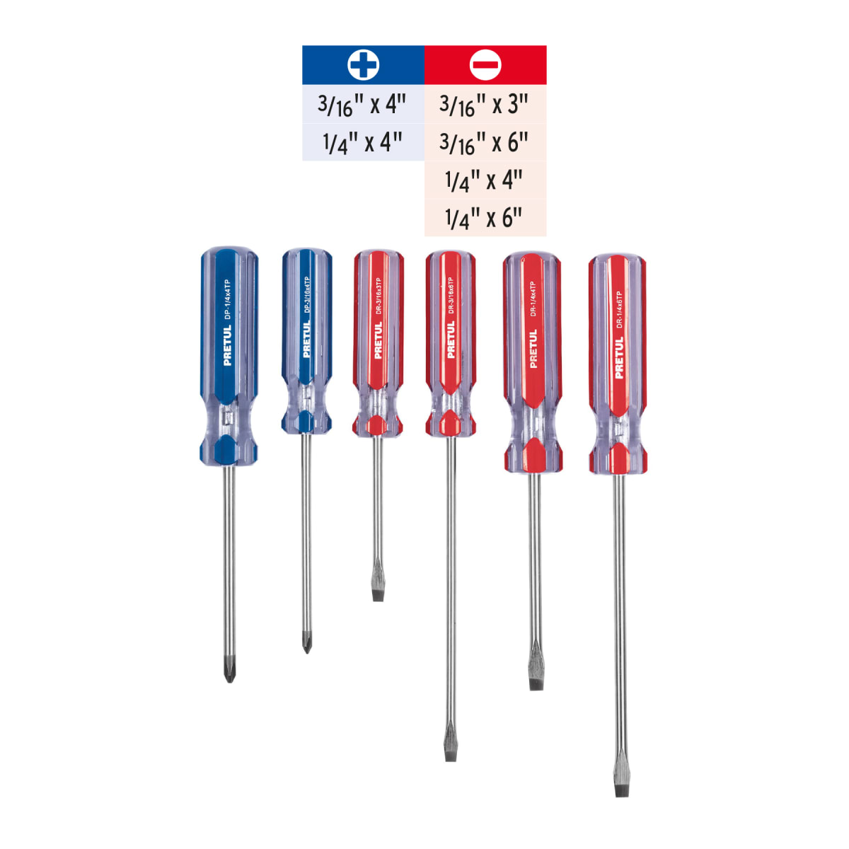 Juego de 6 desarmadores mango de PVC Pretul3
