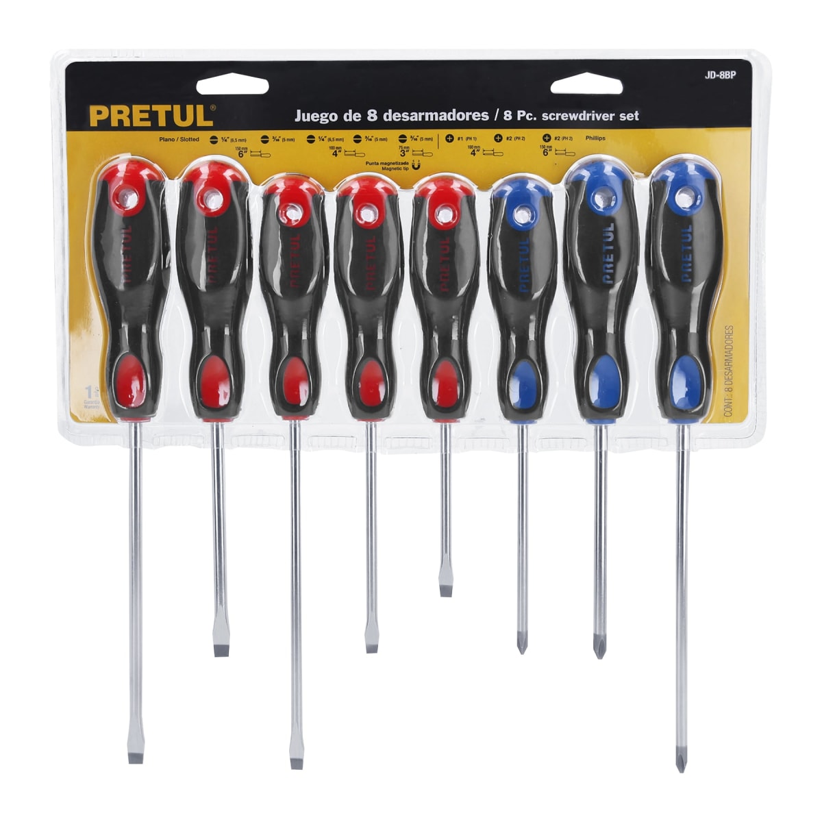 Juego de 8 desarmadores mango confort grip Pretul2