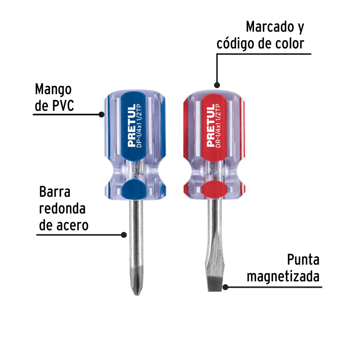 Dúo de desarmadores 1/4 x 1-1/2'' mango de PVC2