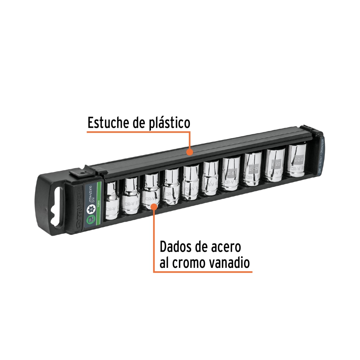 Juego de 10 dados torx encastre 1/2'' Truper3