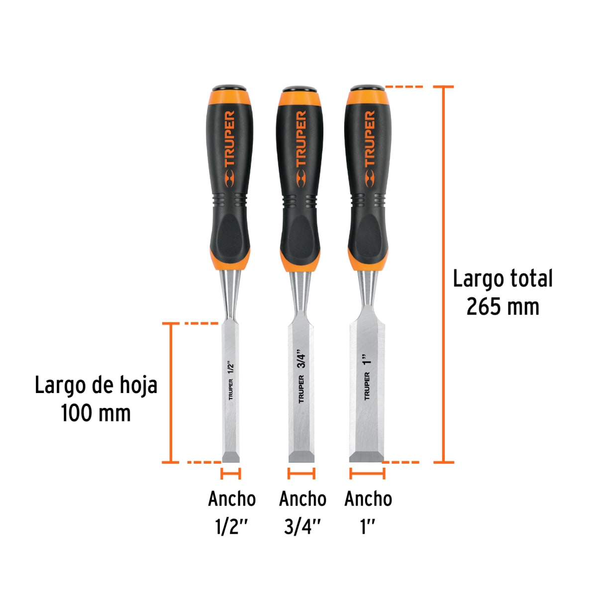 Juego de 3 formones mango comfort grip Truper2