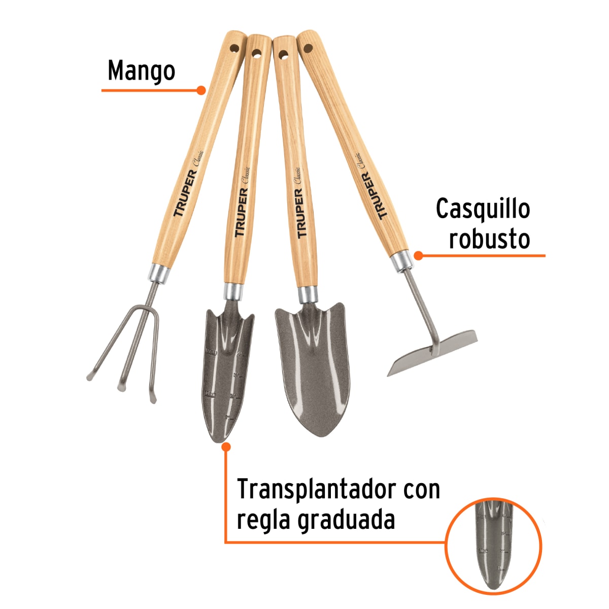 Juego de 4 Herramientas de 15'' para jardín Truper2
