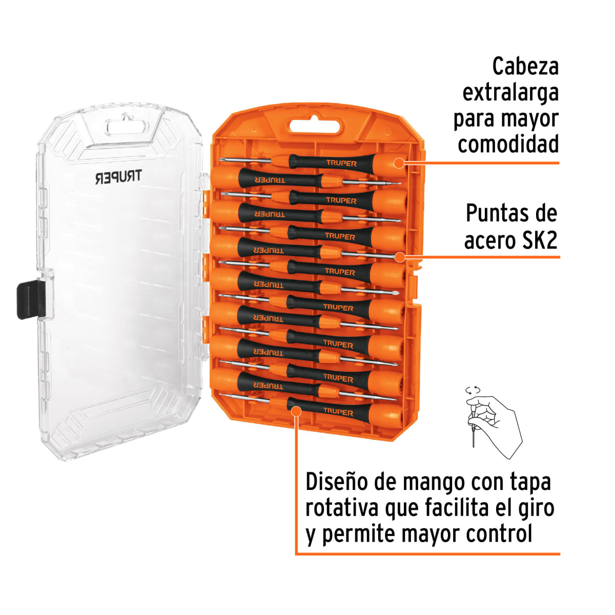 Juego con 15 desarmadores de joyero Truper2