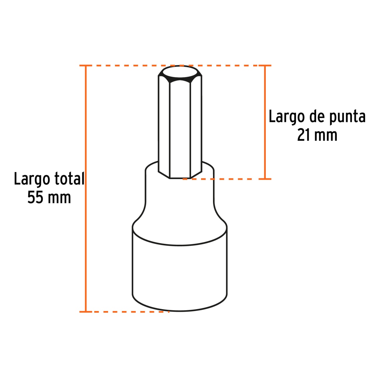 Juego de 7 dados cuadro 1/2´´ punta hexagonal mm, Truper3