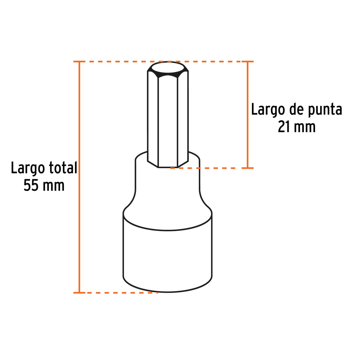 Juego de 7 dados punta hex encastre 1/2'' std estuche metálico Truper3
