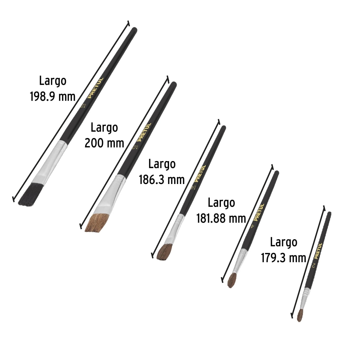 Juego de pinceles en blíster con 5 piezas, Pretul3