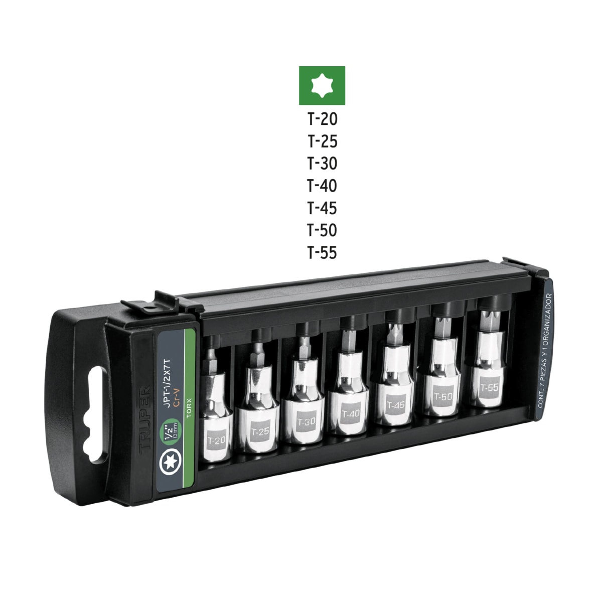 Juego de 7 dados cuadro 1/2´´ punta torx, Truper4