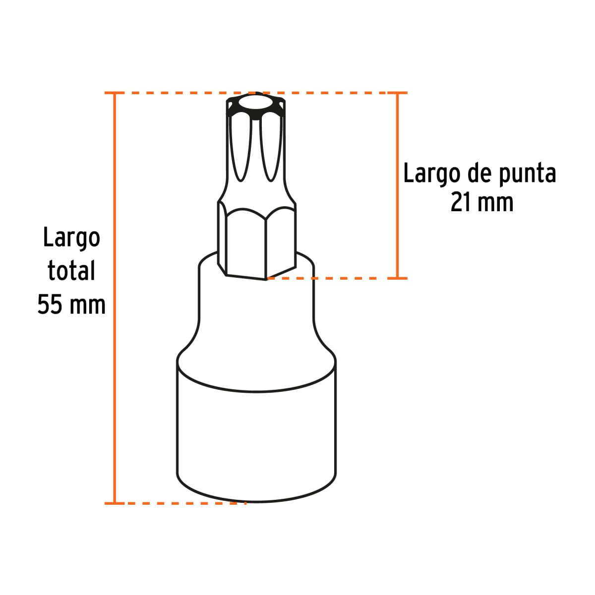 Juego de 7 dados cuadro 1/2´´ punta torx, Truper3