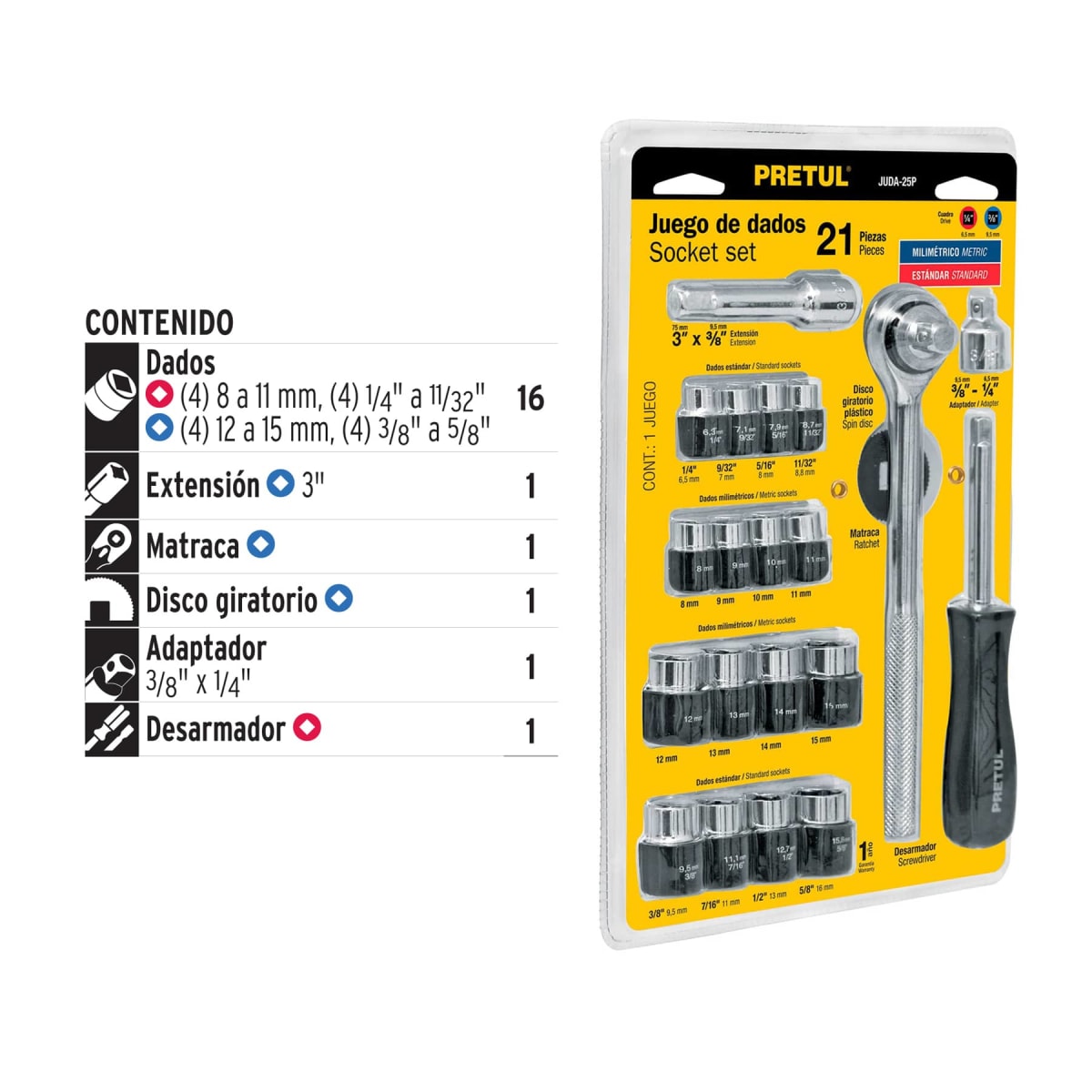 Juego de Ratchet y Dados 3/8