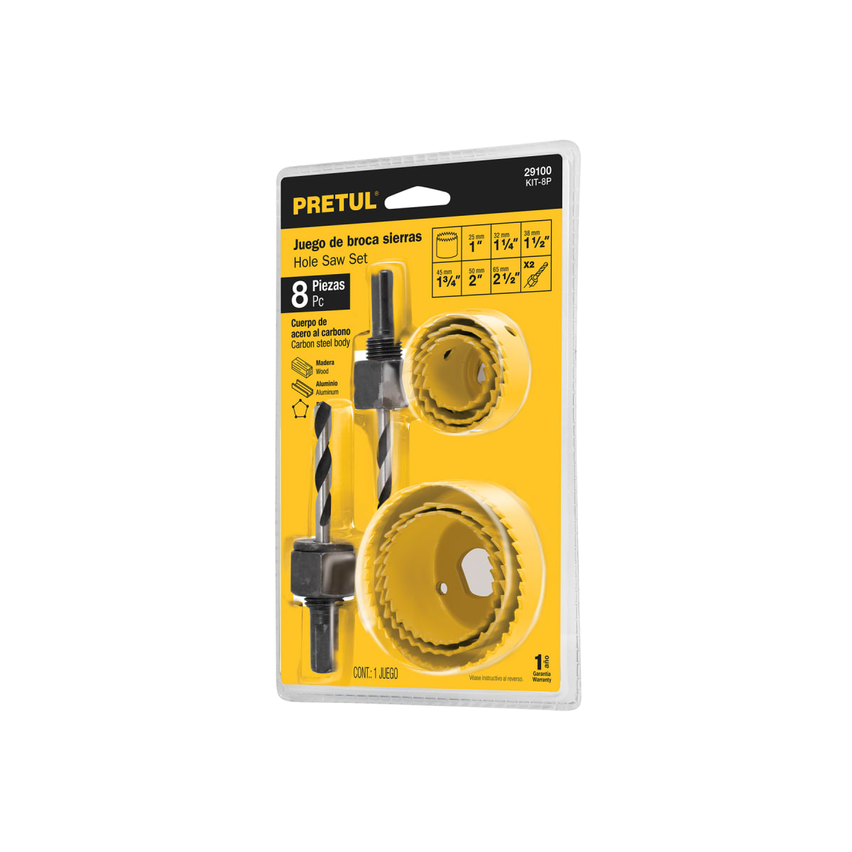 Juego de 7 brocasierras acero al carbono y 1 mandril, Pretul1