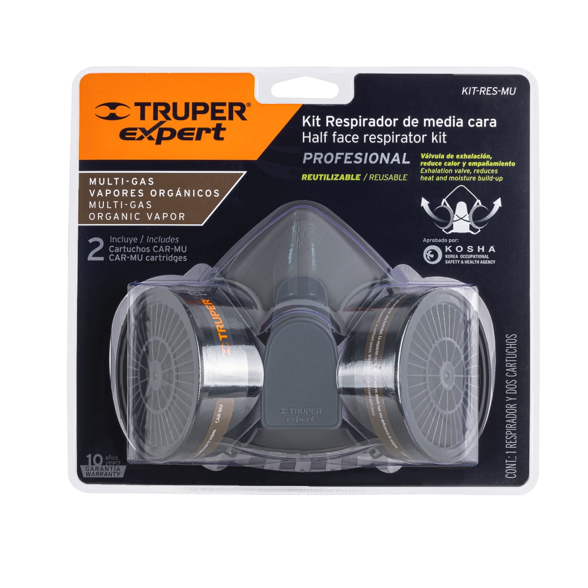 Kit respirador profesional con cartuchos multigas, Truper3