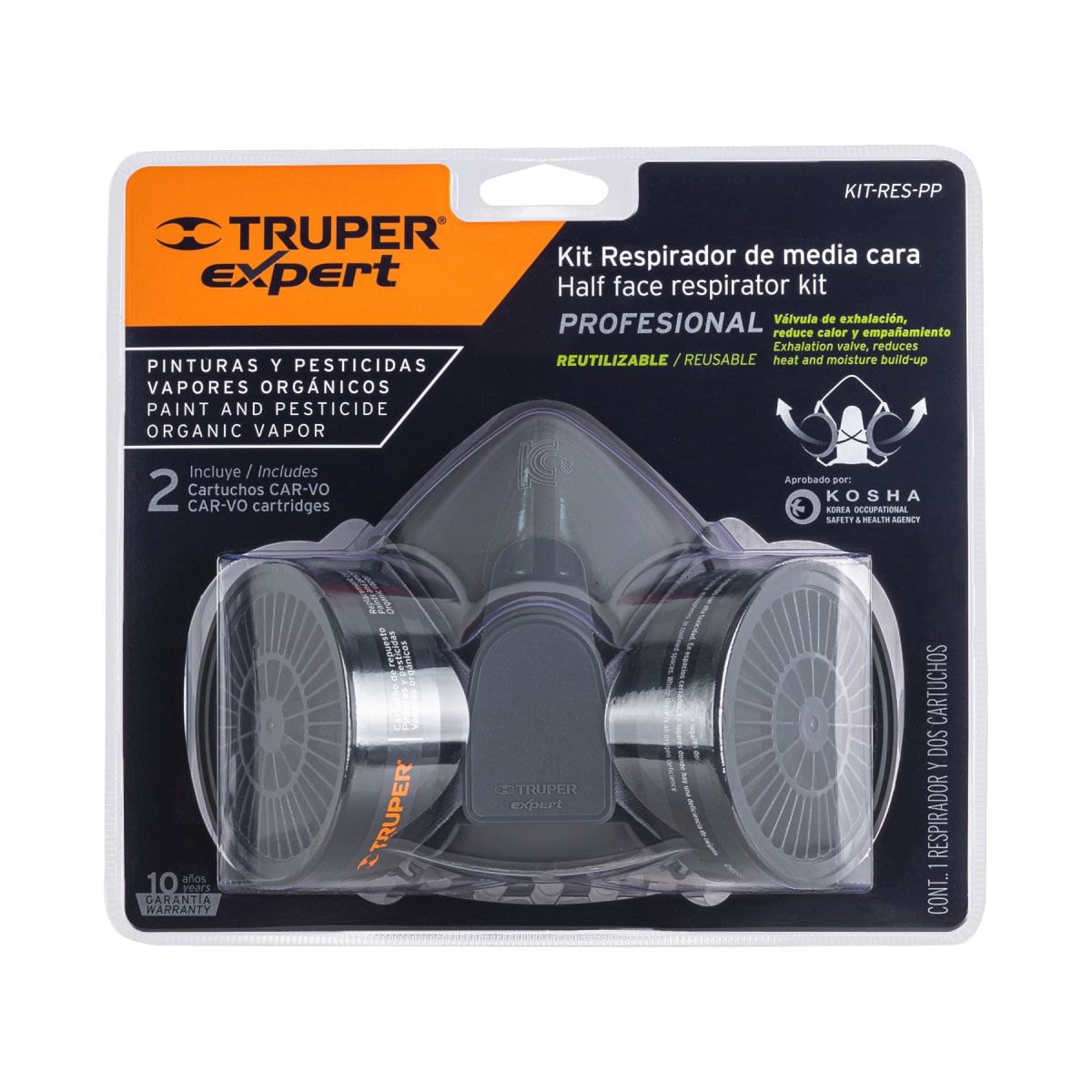 Kit respirador profesional con cartuchos pintura y pesticida Truper3