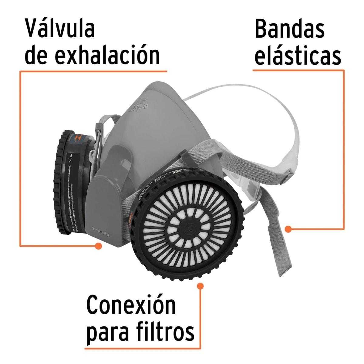 Kit respirador profesional con cartuchos pintura y pesticida Truper2