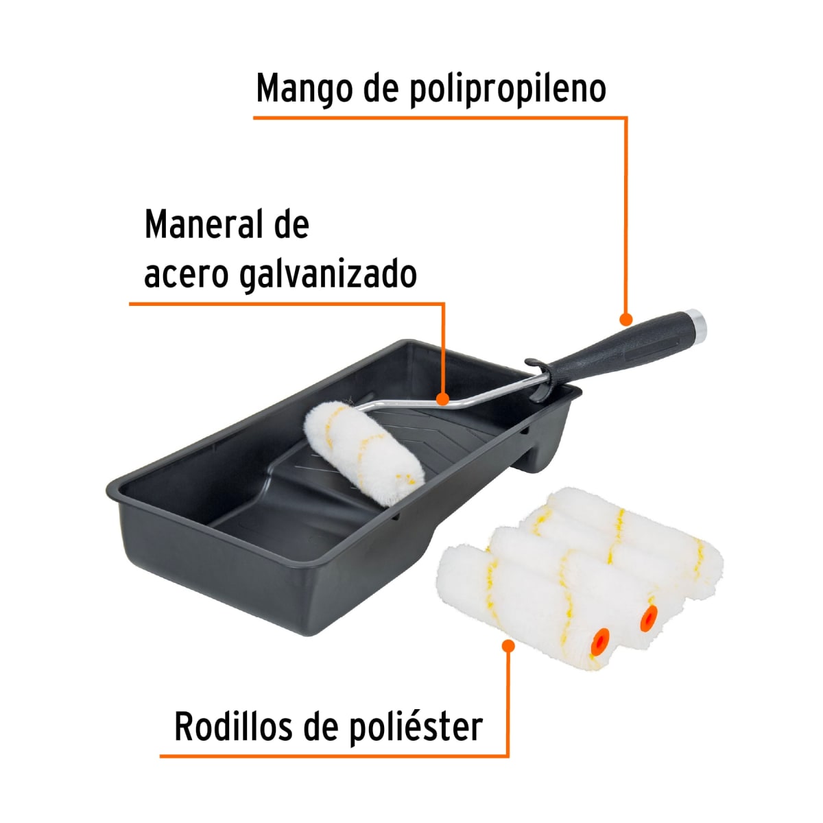ESCALERA TUBULAR 4 PELDAÑOS PRETUL - KIT DE  RODILLO PARA PINTAR 4