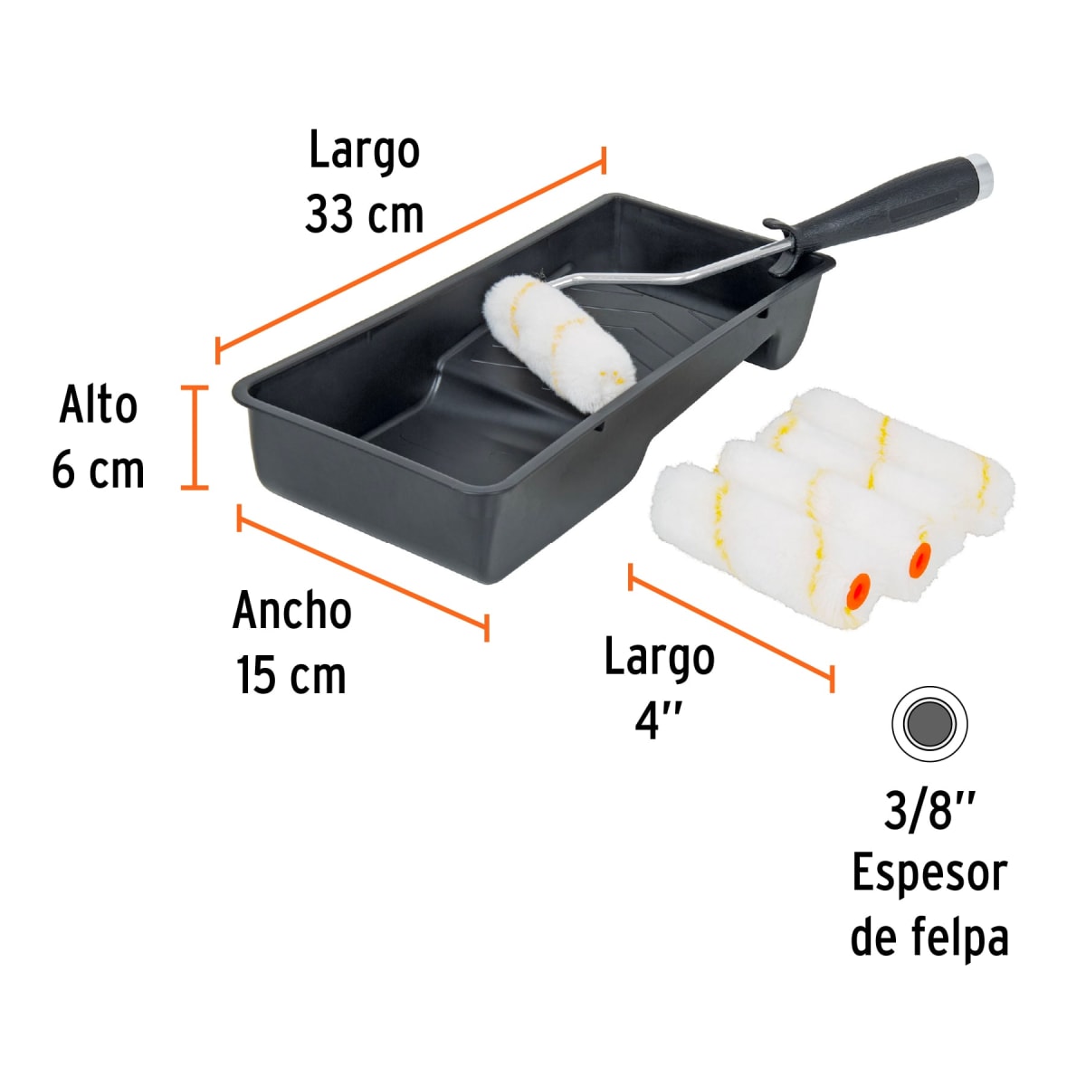 ESCALERA TUBULAR 4 PELDAÑOS PRETUL - KIT DE  RODILLO PARA PINTAR 4