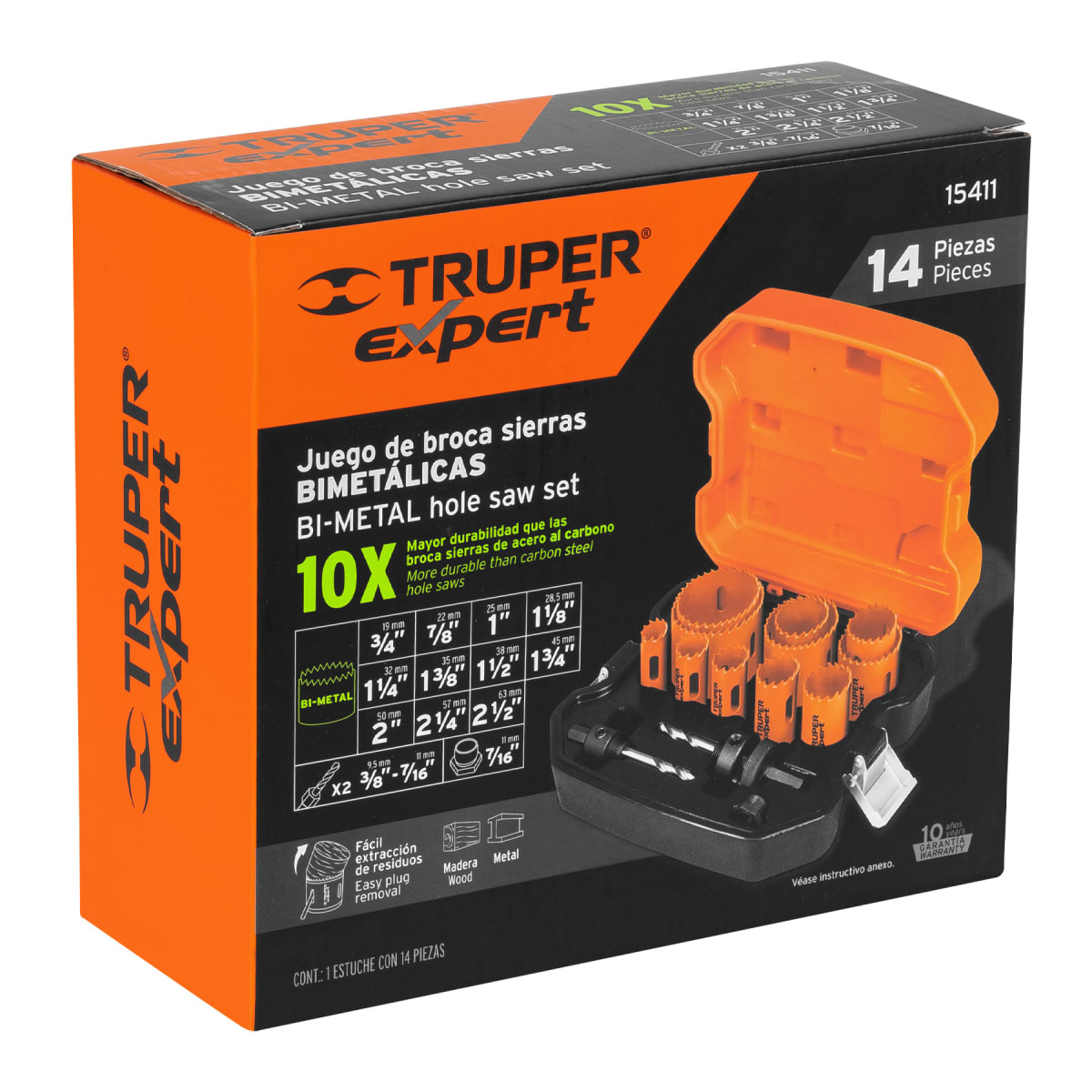 Juego de 11 sierras copa bimetálicas y 2 guías, expert2