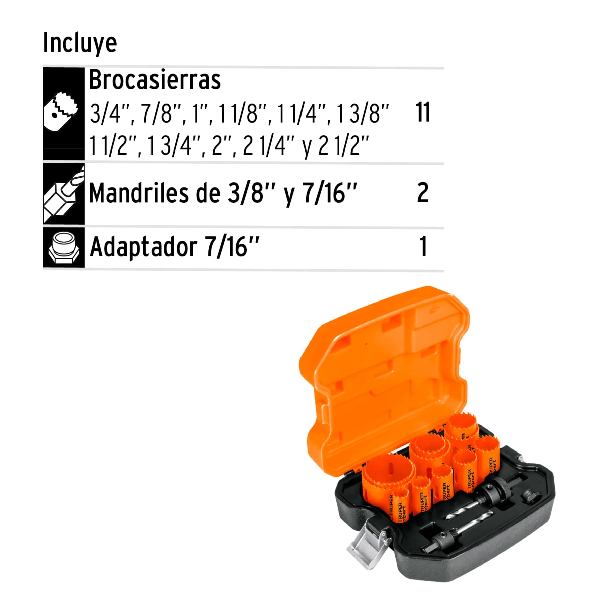 Juego de 11 sierras copa bimetálicas y 2 guías, expert3