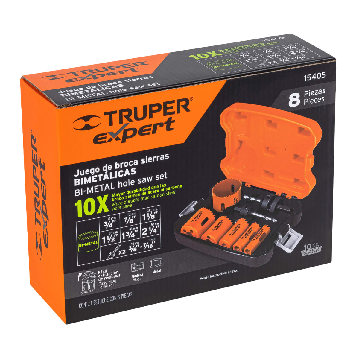 Juego de 6 sierras copa bimetálicas y 2 mandriles Truper Expert2