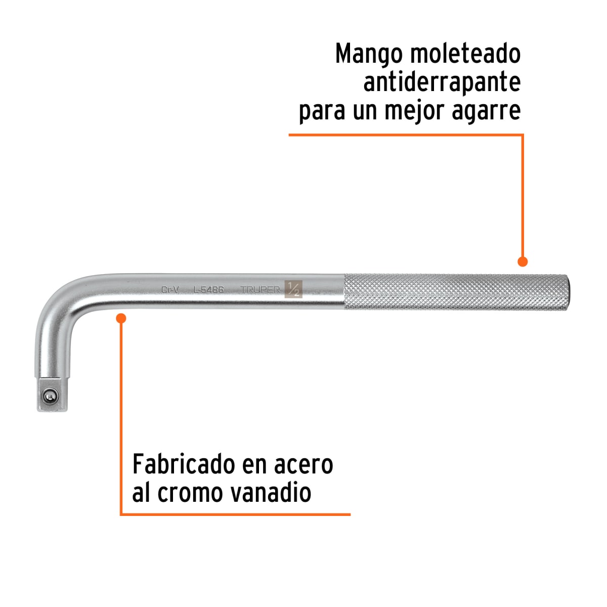 Palanca en L de 9'' encastre1/2 Truper2