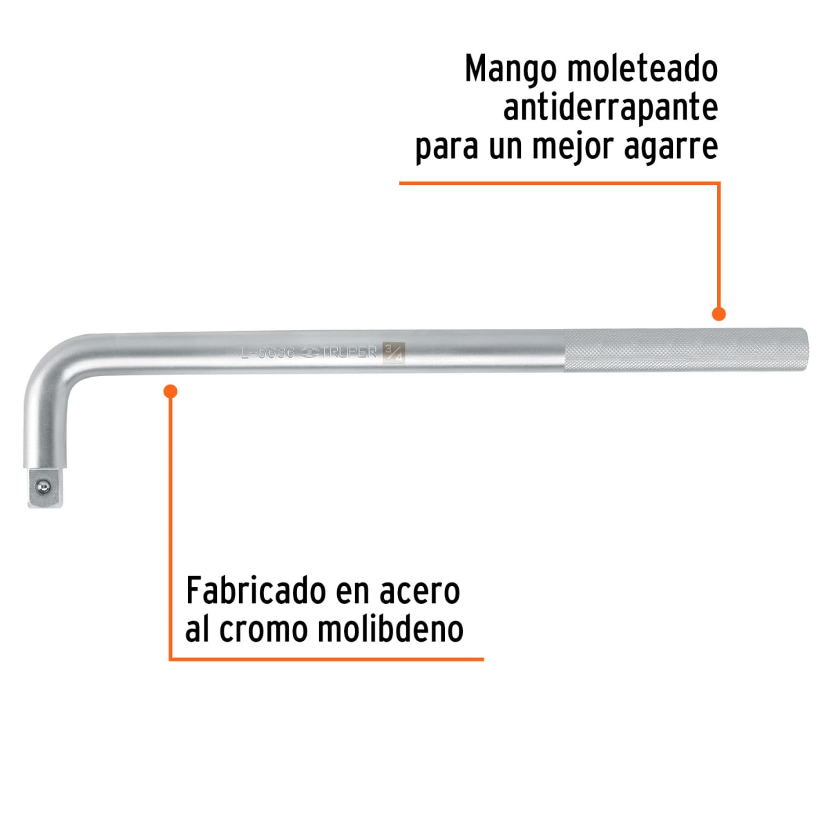 Palanca en ''l'' de 18'' encastre 3/4'' Truper2